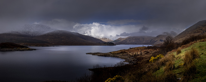loch cluanie dramatic landscape in the Scottish highlands,