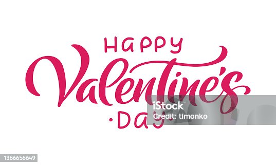 istock Happy Valentines Day vector calligraphy handwritten lettering text. Holiday Quote design to valentine greeting card, phrase poster, congratulate, calligraphy text illustration 1366656649
