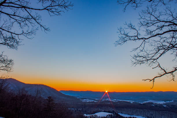 Sunrise and Morning Mist Over the Green Mountains of Vermont