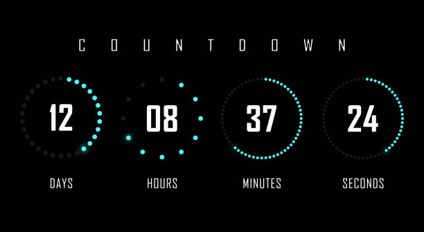 Countdown website vector flat template circle clock timer background. Countdown timer. Clock counter. Countdown website vector flat template circle clock timer background. Countdown timer. Clock counter. Vector illustration. timer stock illustrations