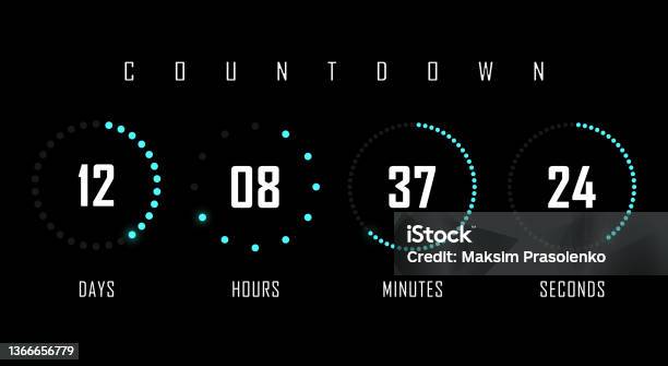 Countdown Website Vector Flat Template Circle Clock Timer Background ...
