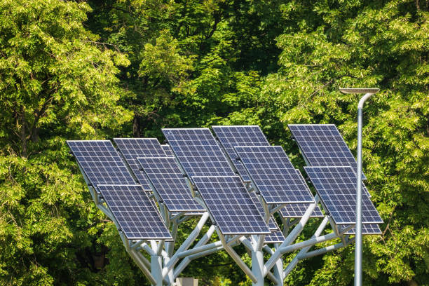 istock Solar Panels Against Green Foliage 1366659108