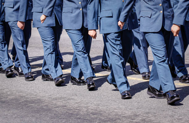 istock Marching feet & legs in military parade 1366659541
