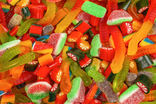 istock Assorted gummy candies. Top view. Jelly  sweets background. 1366660554