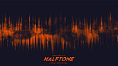 istock Abstract vector torn orange halftone sound wave. Scrathed dotted texture element. 1366662952
