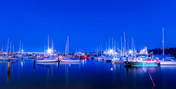 istock Scarborough harbour at night 1366663832