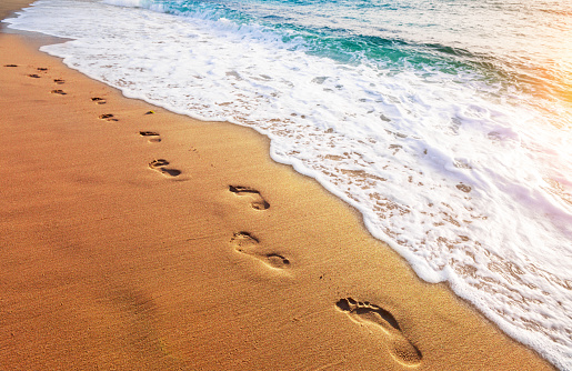 footstep on the beach