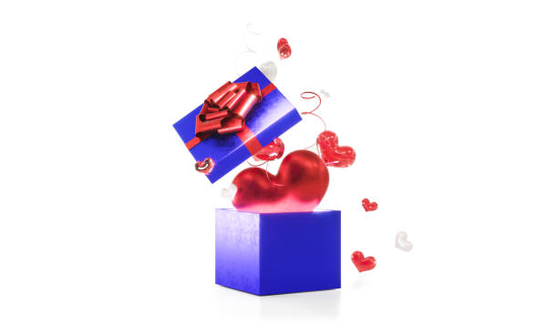 istock Surprise gift box with red hearts open gift box isolated valentines day design 3D rendering 1366665327