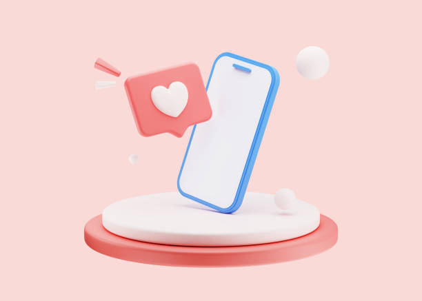 istock Like Heart icon and Mobile Phone on the podium 1366667292