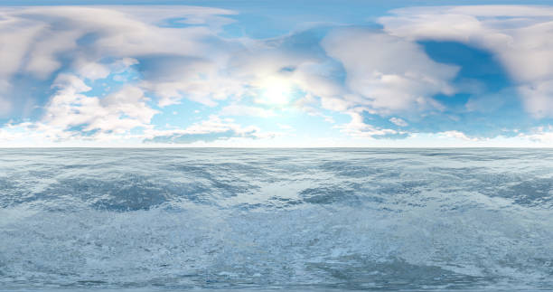 renderowanie 3d. błękitne niebo z chmurami o zachodzie lub wschodzie słońca. środowisko 360 hdri map. rzut równoważny, panorama sferyczna. - cloud cloudscape above pattern zdjęcia i obrazy z banku zdjęć