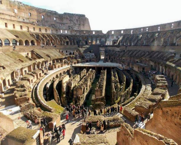 Interior of the Colosseum or Flavian Amphitheater, Rome, Italy Interior of the Colosseum or Flavian Amphitheater, Rome, Italy inside the colosseum stock pictures, royalty-free photos & images
