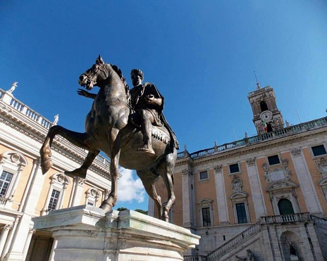 Equestrian Statue of Marcus Aurelius (Italian: Statua equestre di Marco Aurelio, Latin: Equus Marci Aurelii) is an ancient Roman equestrian statue on the Campidoglio, Capitoline Hill, Rome,