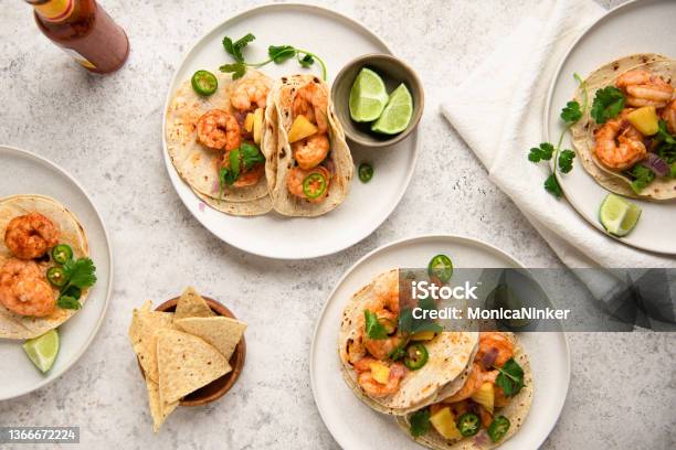 Shrimp Tacos Stock Photo - Download Image Now - Taco, Shrimp - Seafood, Food