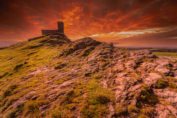 Brentor church Dartmoor Brentor church Dartmoor National Park Devon Uk outcrop stock pictures, royalty-free photos & images