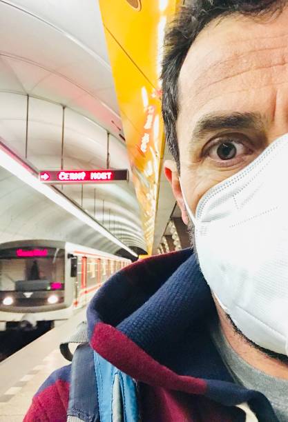 istock Wearing mask order in metro 1366672750