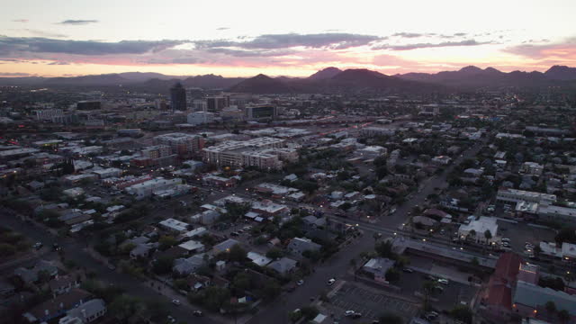 Drone View of Tucson, AZ at Sunset