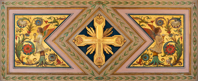 Ferrara - The mannierism painting with the cross on the side altar in church Chiesa di San Francesco.