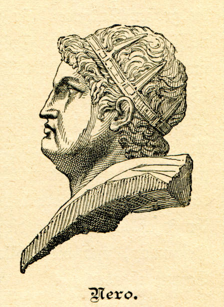 illustrations, cliparts, dessins animés et icônes de illustration romaine de tête de nero d'empereur - ancient rome illustration and painting engraving engraved image