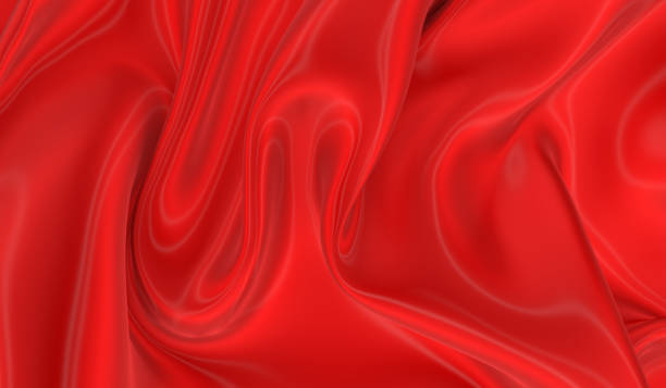 istock Beautiful flowing fabric of red wavy silk or satin. 3d rendering image. 1366684620