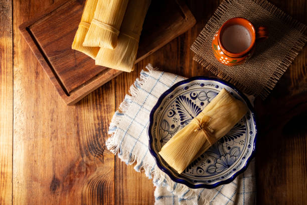 istock tamales with atole flat lay 1366684759