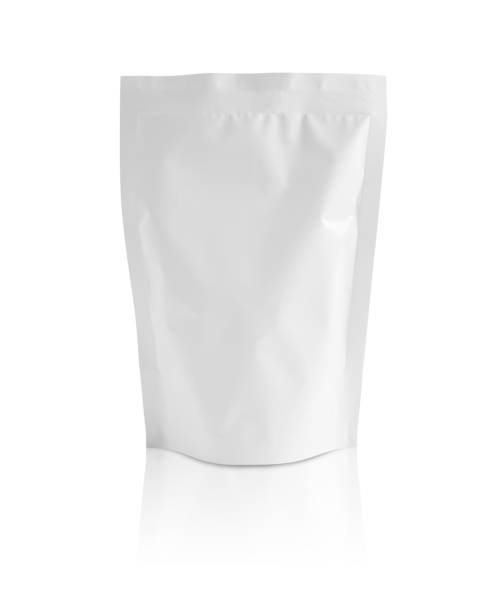 istock Blank white aluminium foil plastic pouch bag sachet packaging mockup isolated on white background 1366685855