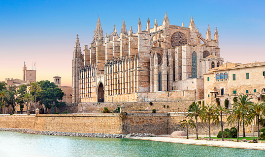 Cathedral of Palma Majorca, Gothic medieval building La Seu, Balearic Islands, Spain.