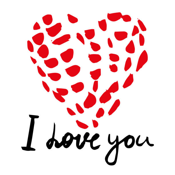 istock Heart hand drawn doodle, sketch, text I love you lettering, red color, vector 1366692473