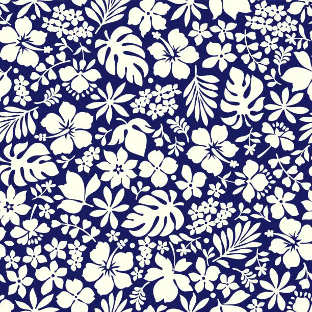 Vector illustration of Seamless pattern of beautiful tropical plants,