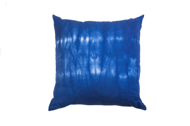 istock Decorative soft pillow,.blue tie dye isolated on white background 1366694374