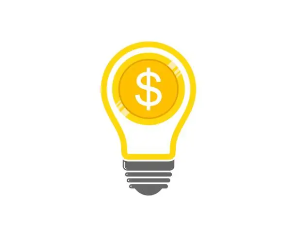 Vector illustration of Electrical bulb with money coins inside