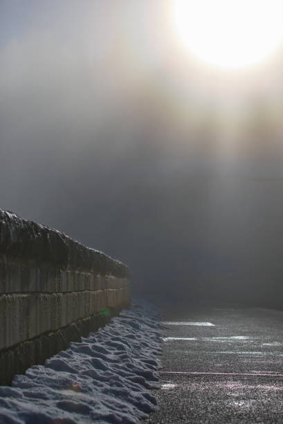 istock Sun Through Fog Icy Wall 1366698519
