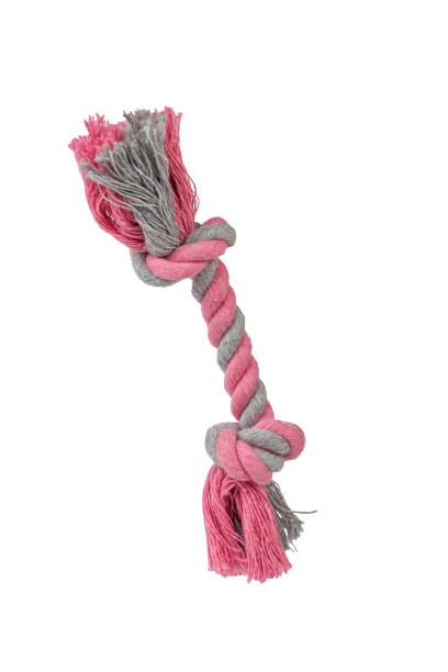 istock Thick multicolored rope with knots isolated on a white background. 1366699448