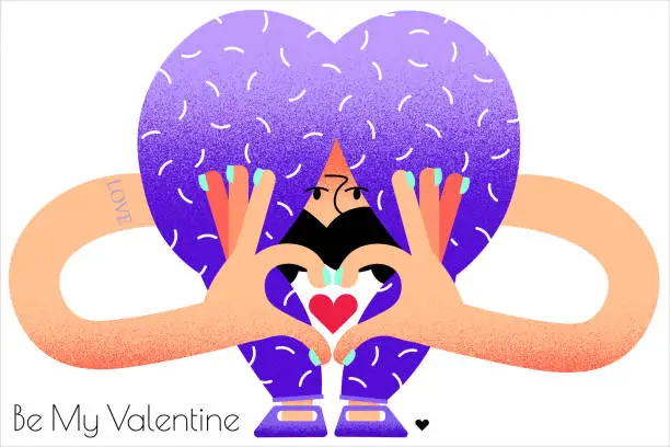 Vector illustration of Woman making heart shape