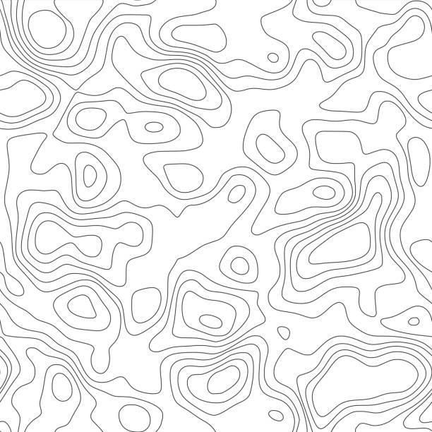 Seamless pattern, imitation of a geographical map, black lines on white background, Seamless pattern, imitation of a geographical map, black lines on white background, vector design relief map stock illustrations