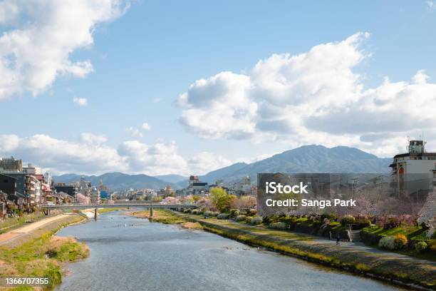 Pontocho Street And Kamo River At Spring In Kyoto Japan Stock Photo - Download Image Now