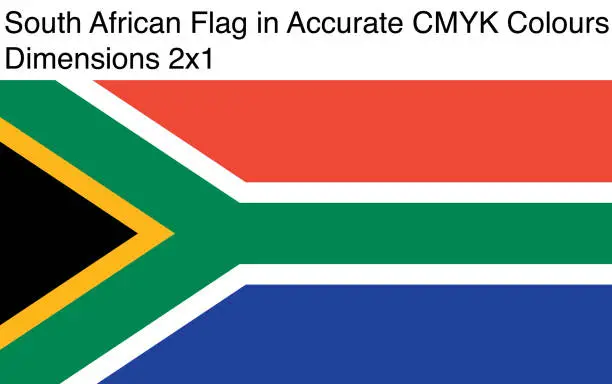 Vector illustration of South African Flag in Accurate CMYK Colors (Dimensions 2x1)
