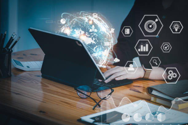 istock The concept of digital marketing technology through the use of tablets, data analysis, metaverse, big data, Business global internet, global network and data exchanges. 1366712390