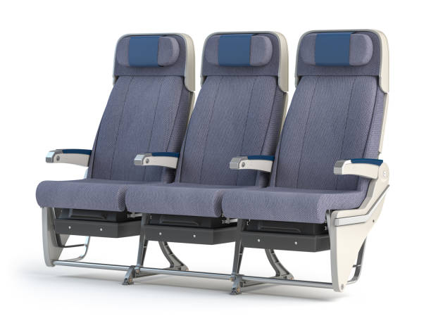 istock Airplane seats. Aircraft interior armchairs isolated on white background. 1366718729