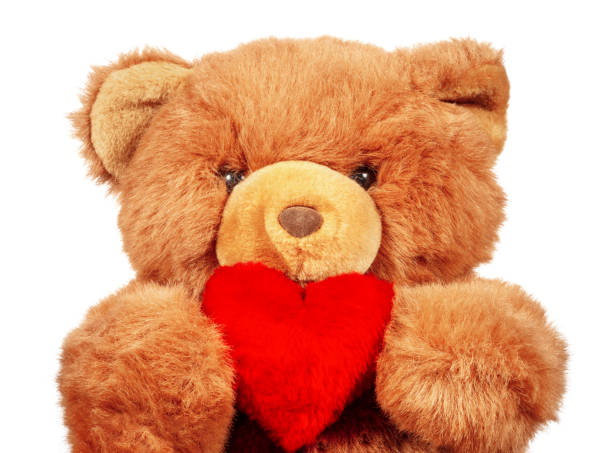 istock Valentines Day Wallpaper with Furphy Bear and Red Heart. 1366719642