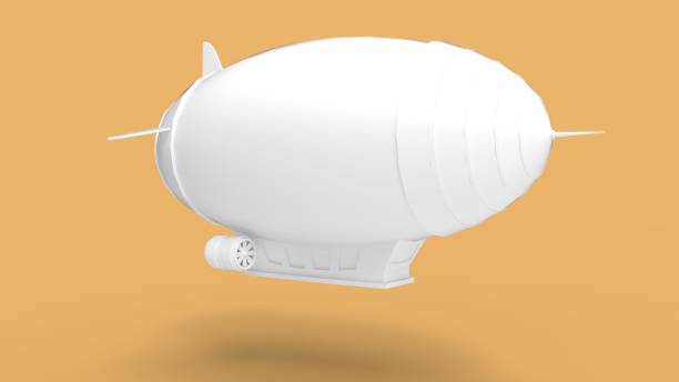 istock 3D rendering of a floating zeppelin blimp flying balloon aircraft vehicle isolated on empty space background. 1366721832