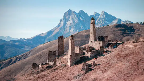 Photo of Pyaling is a medieval town-settlement in Ingushetia. Consists of a sanctuary, battle and residential towers. Located in the Dzheyrakh region. Russia