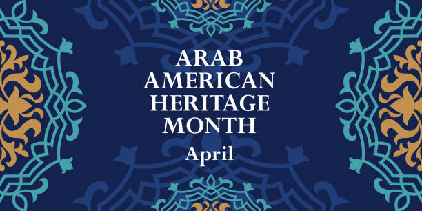 arabisch-amerikanische serbe monat. vektor-banner für social media, poster, grußkarte. ein nationalfeiertag, der im april in den vereinigten staaten von menschen arabischer herkunft gefeiert wird. - monat stock-grafiken, -clipart, -cartoons und -symbole