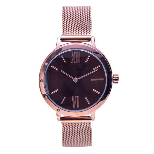 istock Wrist watch is gold and white color on white background. 1366737110