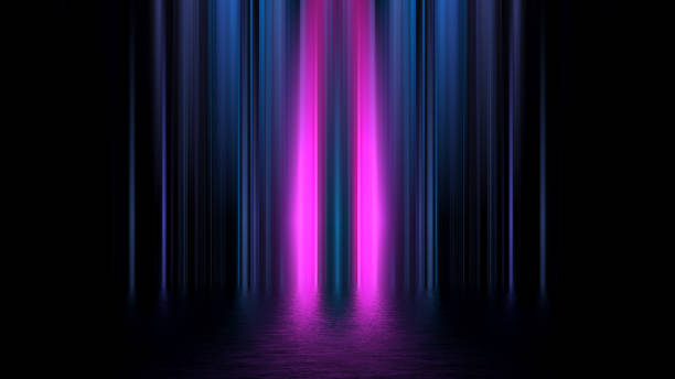 istock Futuristic showcase concept empty show scene Abstract geometric glow neon background,  technology banner. Product display, Scene 3D Render 1366738031