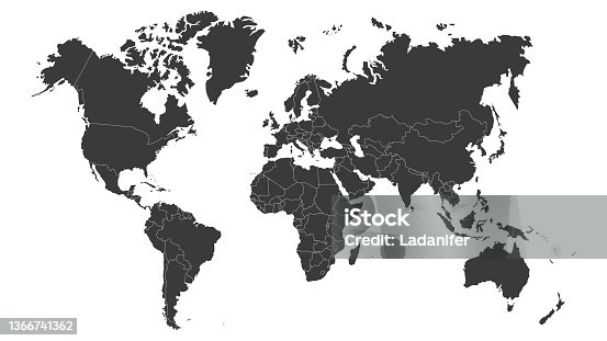istock World map vector image isolated on white background. 1366741362