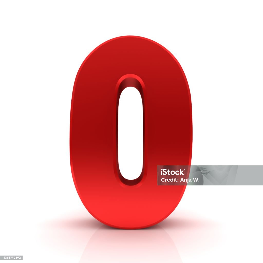 0 zero number red 3d numerals sign Zero Stock Photo