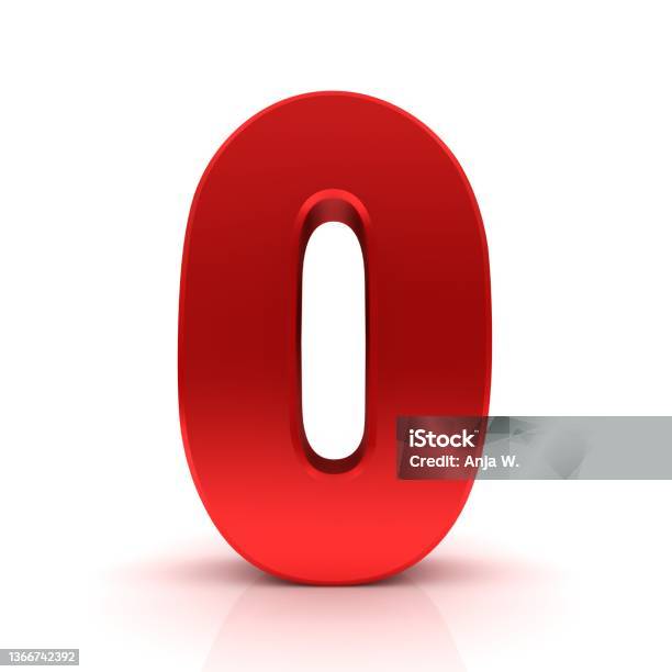 0 Zero Number Red 3d Numerals Sign Stock Photo - Download Image Now - Zero, Red, Computer Graphic