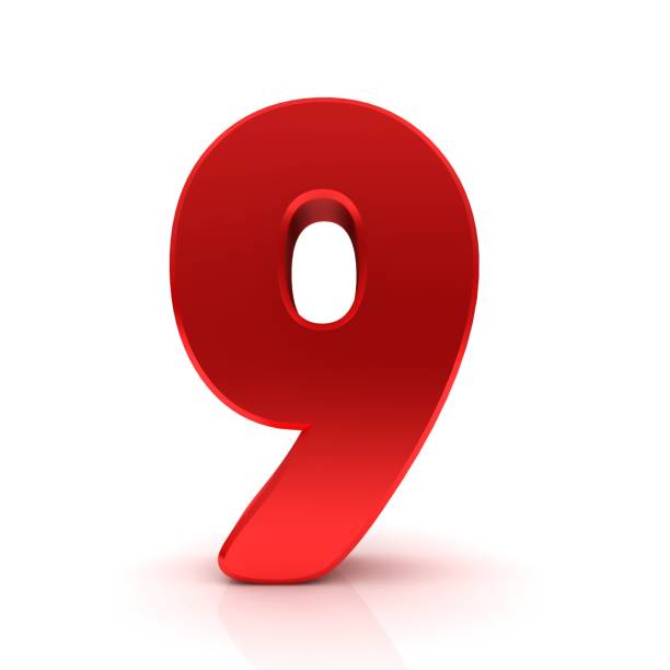 9 nine number red 3d numerals sign
