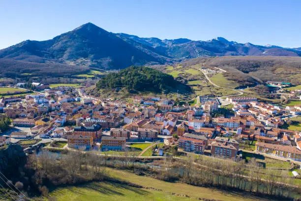 Aerial view in Cervera de Pisuerga, Palencia, Spain