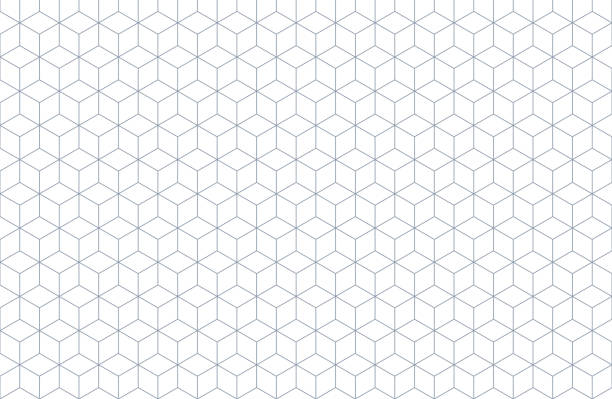 isometric grid with editable strokes. vector geometric seamless pattern - geometrik stock illustrations